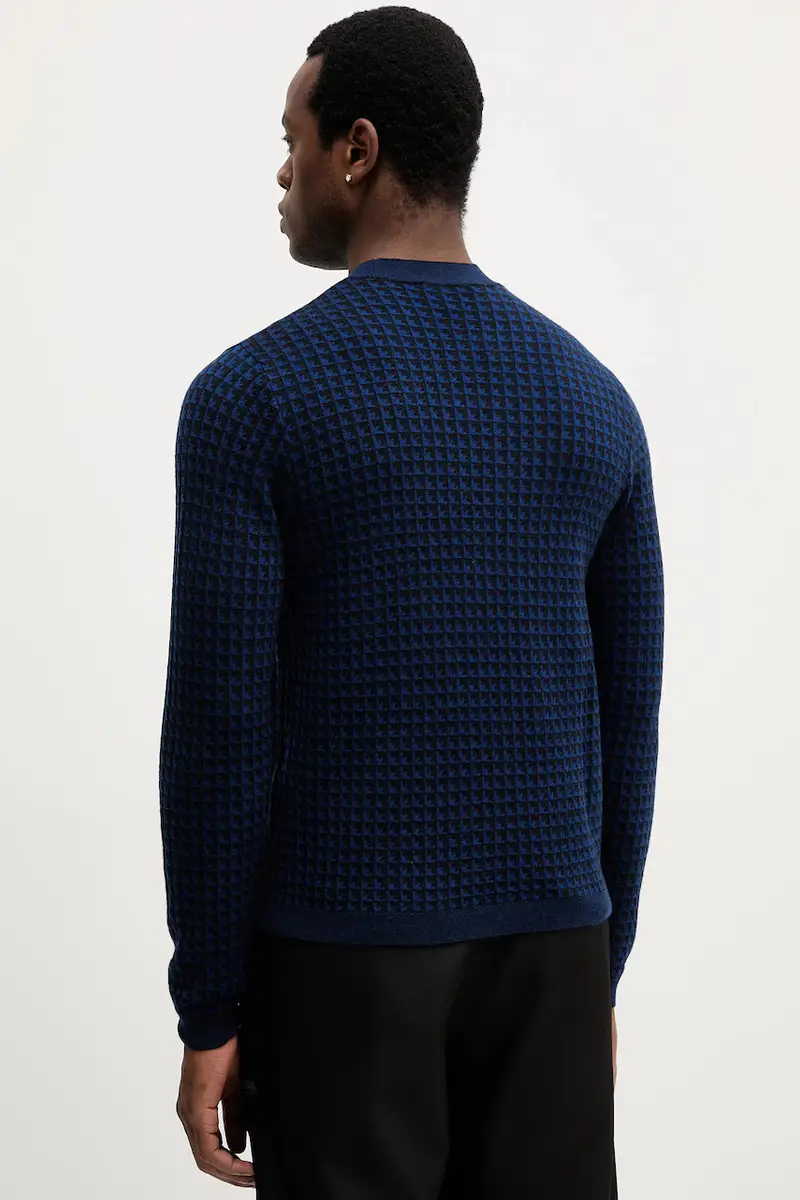 maglione in lana uomo colore blu navy EM001989 AF14199 miniatura 3