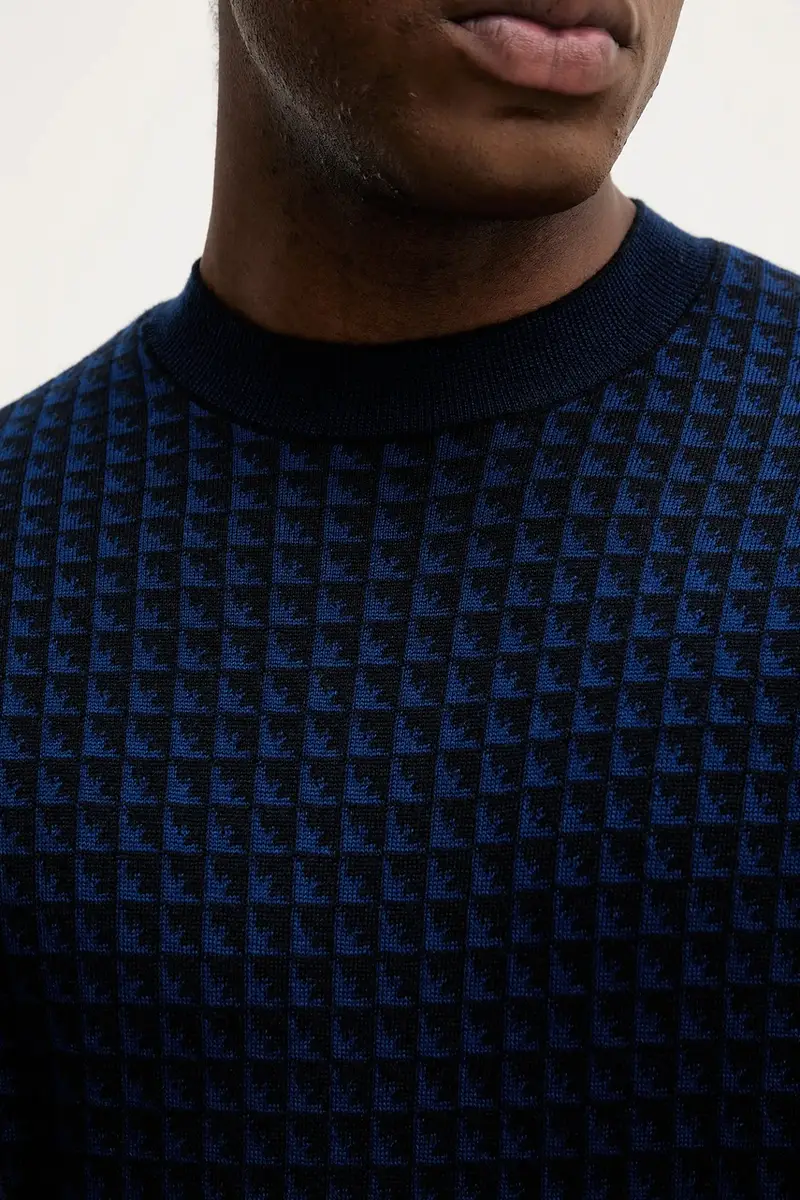 maglione in lana uomo colore blu navy EM001989 AF14199 miniatura 5