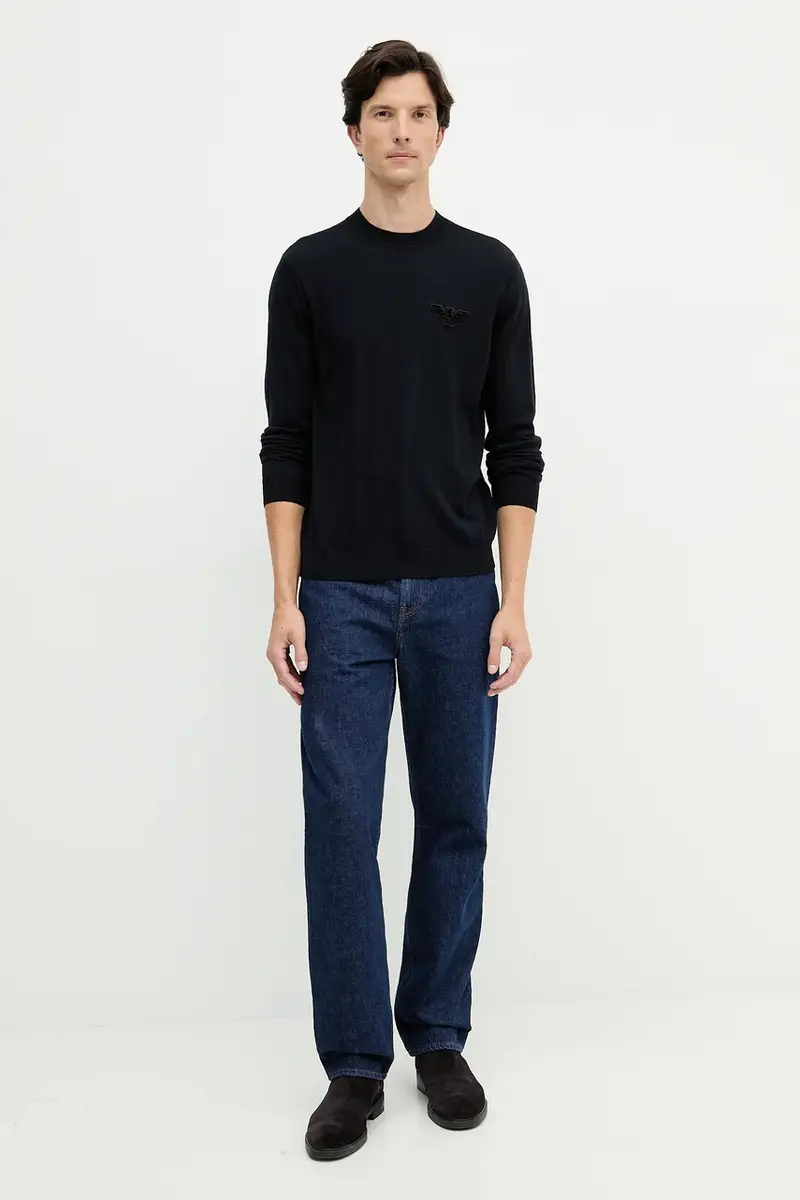 maglione in lana uomo colore blu navy EM002419 AF14158 miniatura 2