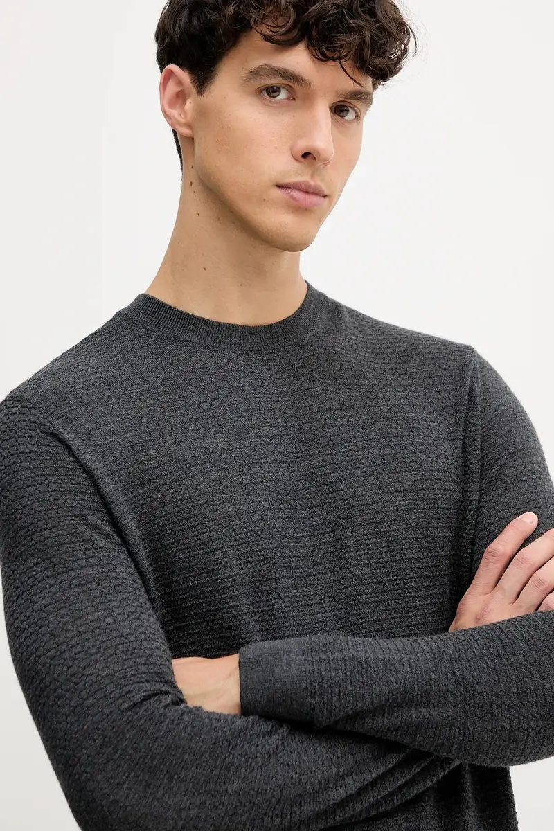 maglione in lana uomo colore grigio EM002196 AF13851 miniatura 4