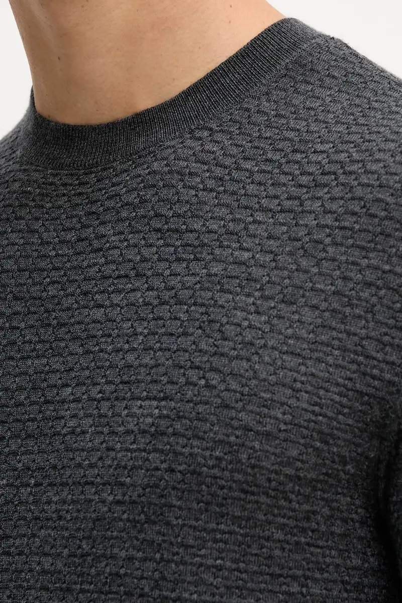 maglione in lana uomo colore grigio EM002196 AF13851 miniatura 5