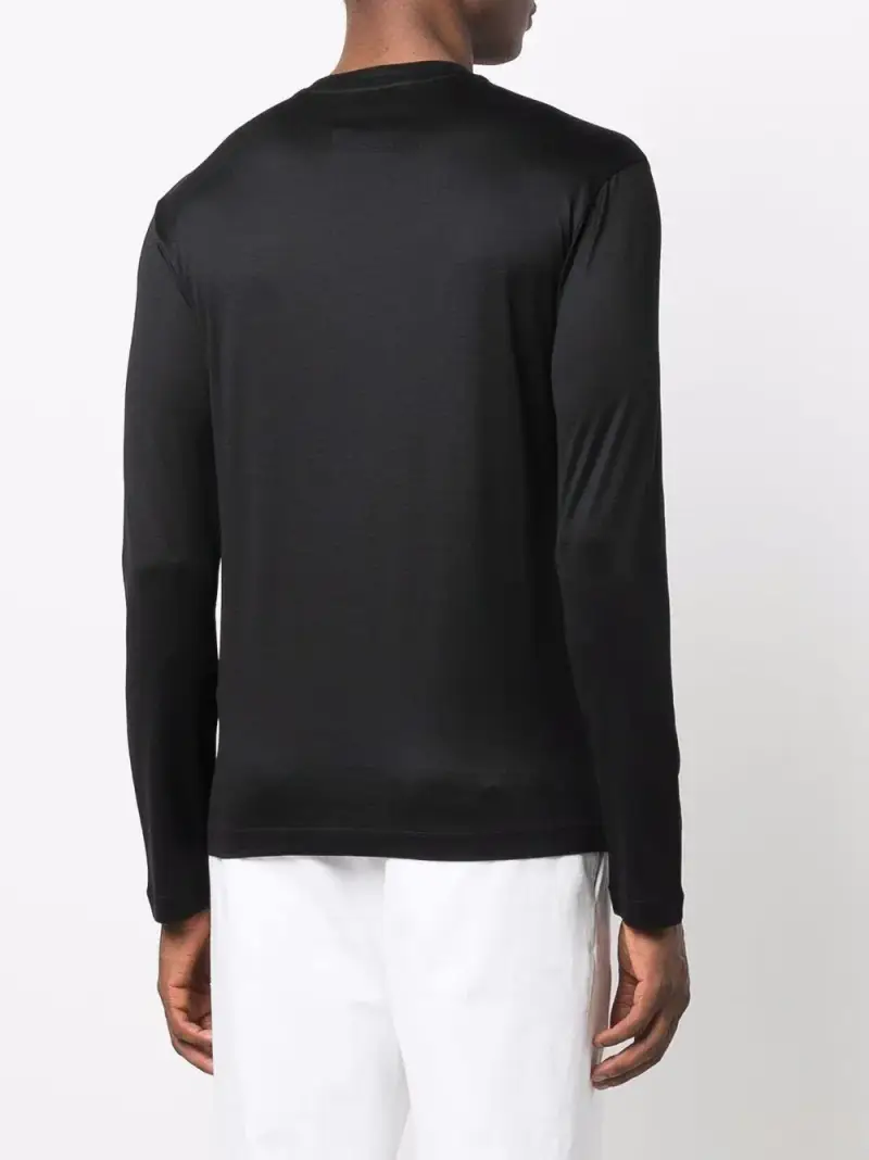 Maglione nero con collo a giro e maniche lunghe miniatura 3