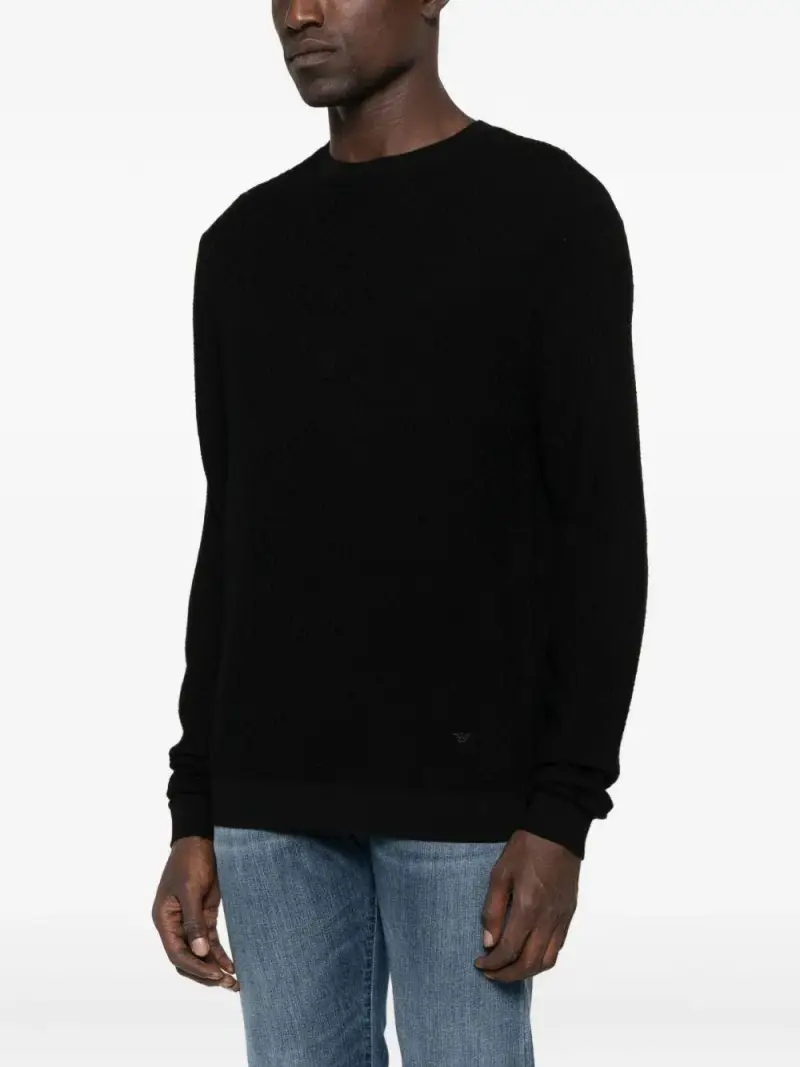 Maglione nero in lana testurizzata miniatura 2