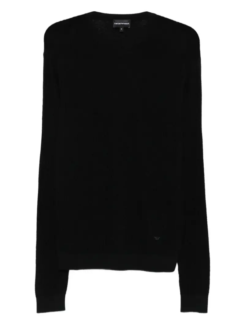 Maglione nero in lana testurizzata