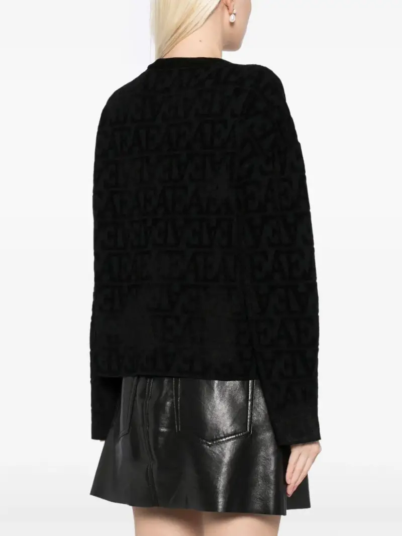 Maglione nero logo monogram all-over miniatura 2