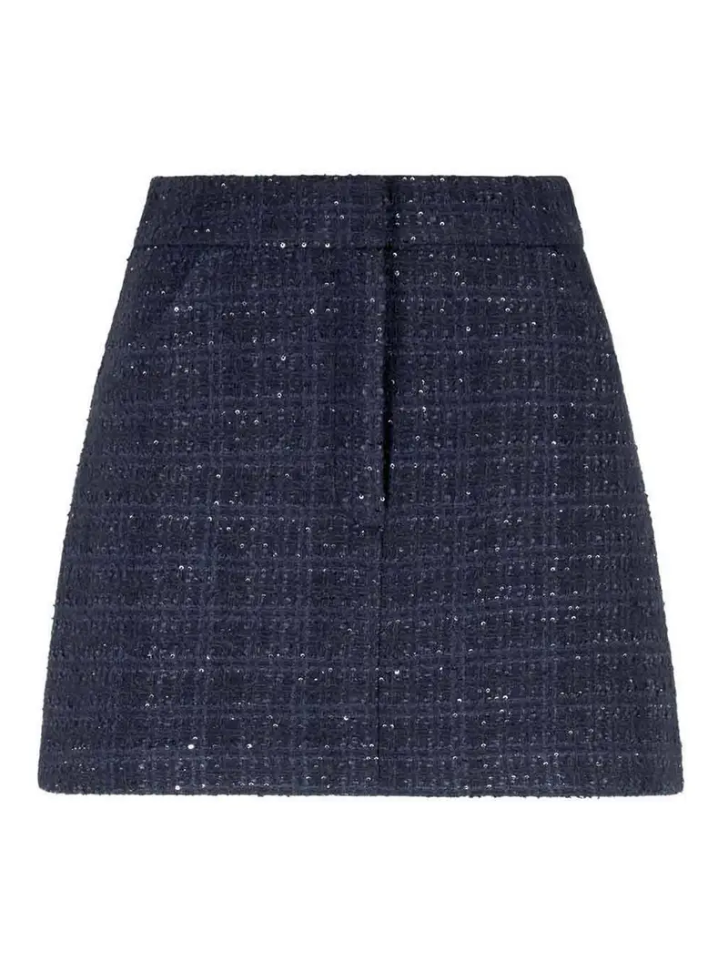 Mini gonna con miscela di lana Blu