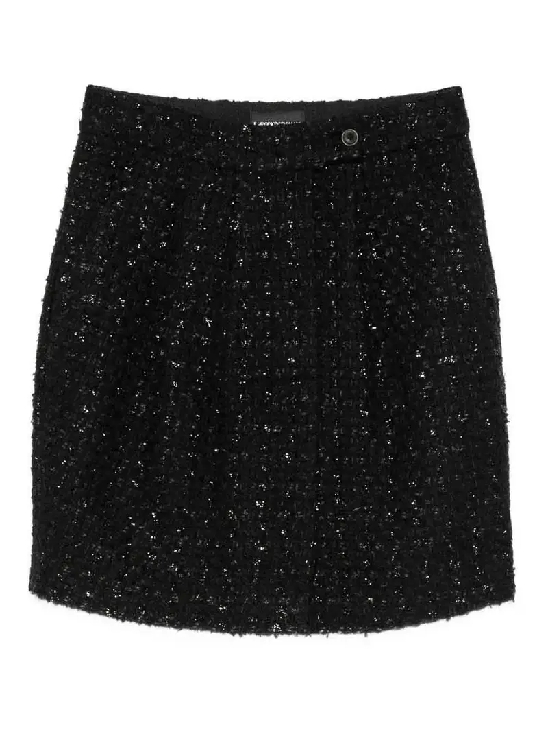 Minigonna in misto lana Nero