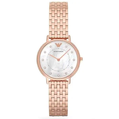 Emporio Armani Orologio da donna, movimento a due lancette, cassa in acciaio inossidabile oro rosa da 32 mm con