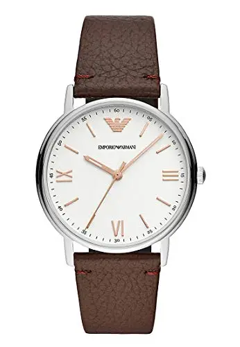 Emporio Armani Orologio da uomo, movimento a tre lancette, cassa in acciaio inossidabile argento 41 mm con cinturino in