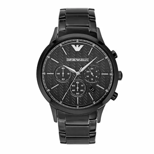 Emporio Armani Orologio da uomo, movimento cronografo al quarzo, cassa in acciaio nero 43 mm con bracciale in acciaio,