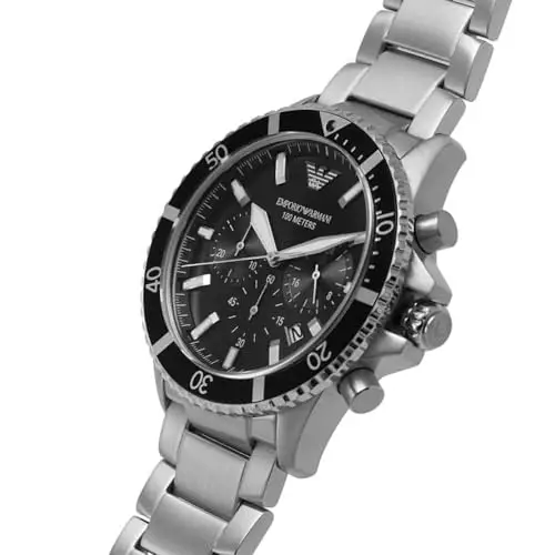 Emporio Armani Orologio da uomo, movimento cronografo, cassa in acciaio inossidabile 43 mm con bracciale in acciaio miniatura 2