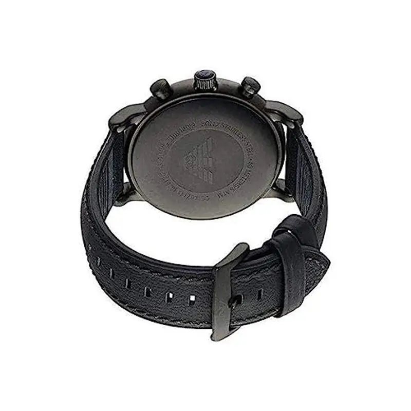Emporio Armani Orologio da uomo, movimento cronografo, cassa in acciaio inossidabile nero 46 mm con cinturino in pelle o silicone, AR1970, Nero Jet, 46 mm miniatura 2