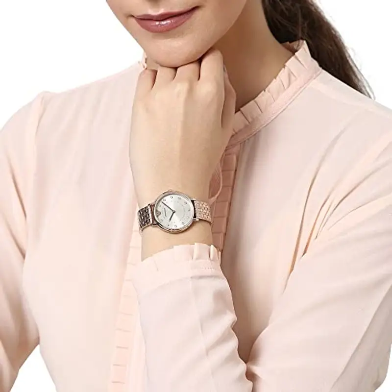 Emporio Armani Orologio donna, movimento a due lancette, cassa in acciaio inossidabile 32 mm con bracciale in acciaio miniatura 2