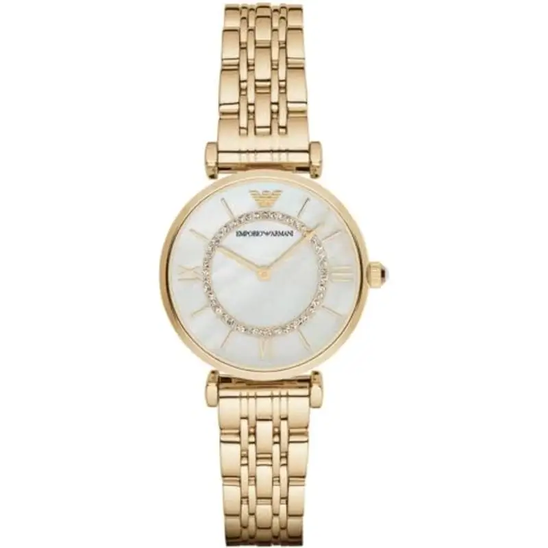 Emporio Armani Orologio donna, movimento a due lancette, cassa in acciaio inossidabile gold 32 mm con bracciale in