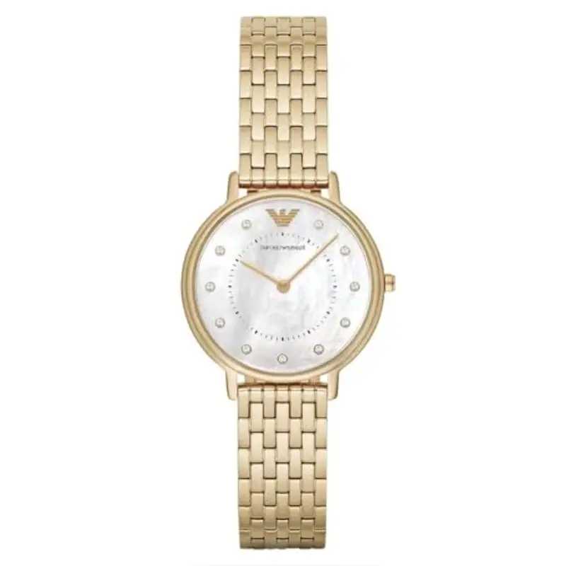 Emporio Armani Orologio Donna, movimento a due lancette, cassa in acciaio inossidabile oro 32 mm con bracciale in