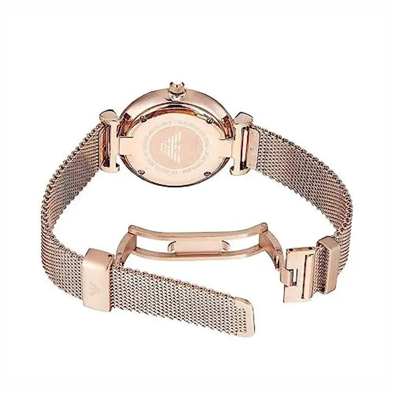 Emporio Armani Orologio donna, movimento a due lancette, cassa in acciaio inossidabile oro rosa 32 mm con bracciale in miniatura 2