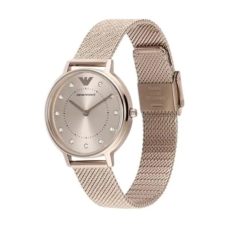 Emporio Armani Orologio Donna, movimento a due lancette, cassa in acciaio inossidabile rosa 32 mm con bracciale in