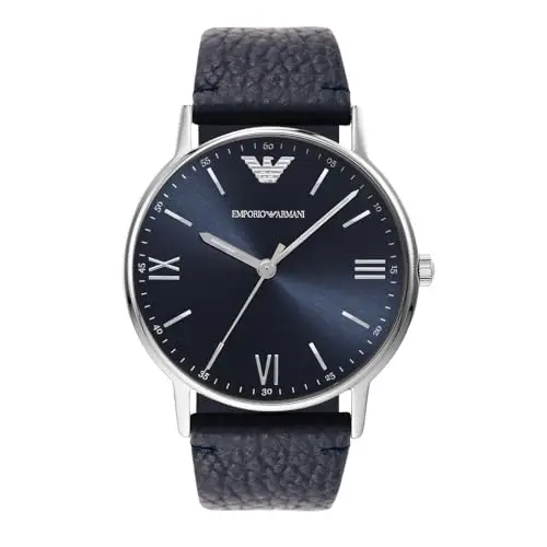 Emporio Armani Orologio Uomo, movimento a tre lancette, cassa in acciaio inossidabile argento da 41 mm con cinturino in