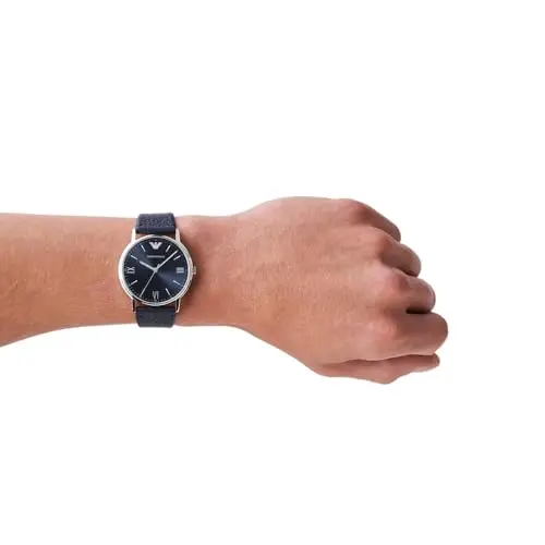 Emporio Armani Orologio Uomo, movimento a tre lancette, cassa in acciaio inossidabile argento da 41 mm con cinturino in miniatura 2