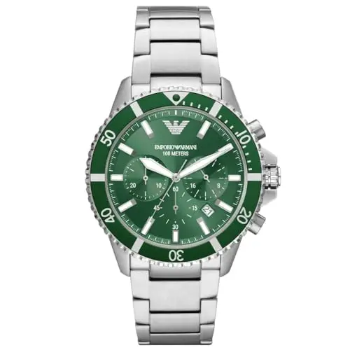 Emporio Armani Orologio Uomo, movimento al quarzo, cassa in acciaio inossidabile 43 mm con bracciale in acciaio