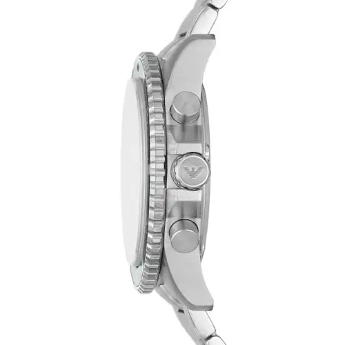 Emporio Armani Orologio Uomo, movimento al quarzo, cassa in acciaio inossidabile 43 mm con bracciale in acciaio miniatura 2