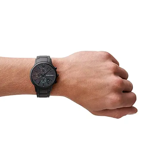 Emporio Armani Orologio Uomo, movimento cronografo al quarzo, cassa in acciaio inossidabile nero 43 mm con bracciale in miniatura 2