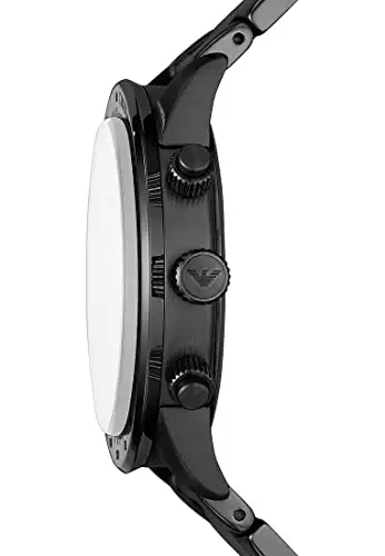 Emporio Armani Orologio Uomo, movimento cronografo al quarzo, cassa in acciaio inossidabile nero da 43 mm con bracciale miniatura 2