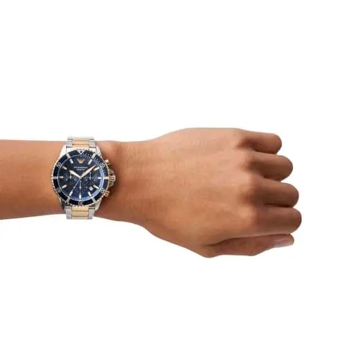 Emporio Armani Orologio Uomo, Movimento Cronografo, Cassa 43 mm in Acciaio Inossidabile con Bracciale in Acciaio miniatura 2