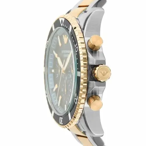 Emporio Armani Orologio Uomo, Movimento Cronografo, Cassa 43 mm in Acciaio Inossidabile con Bracciale in Acciaio miniatura 3