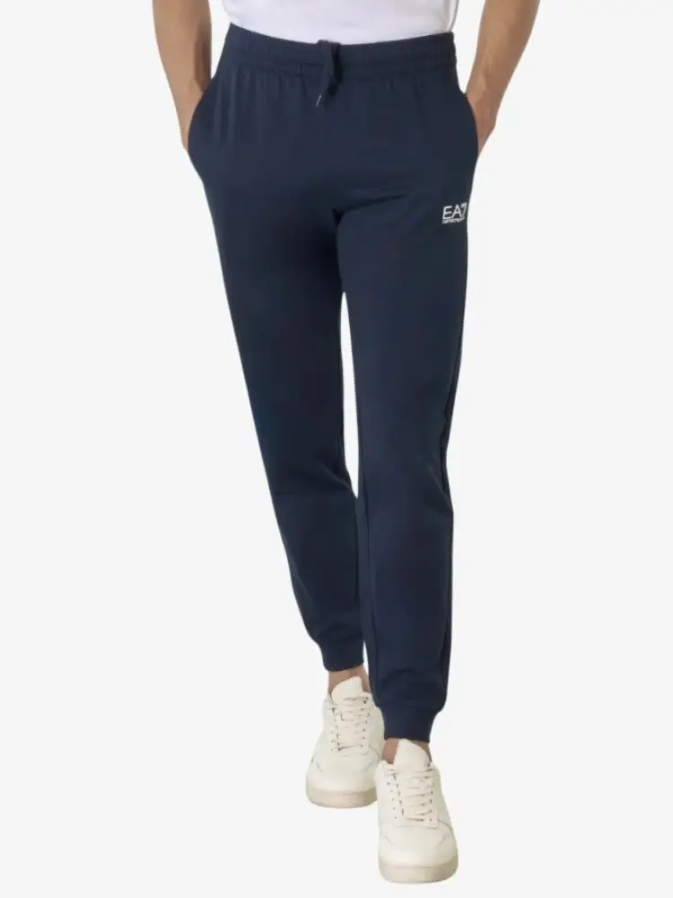 pantaloni da tuta in cotone blu con logo