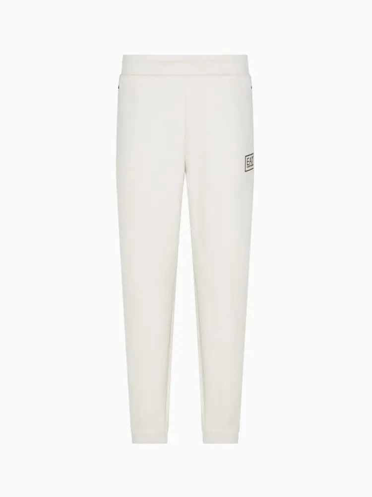 pantaloni jogger in tessuto effetto camoscio panna