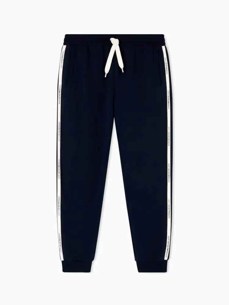 pantaloni jogger logo series in misto cotone blu