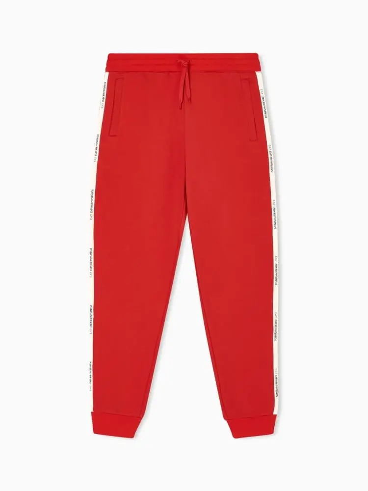 pantaloni jogger logo series in misto cotone rosso