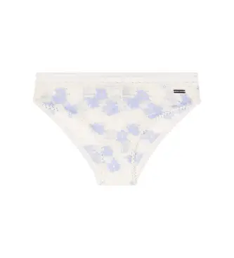 per donna EW000378_AF19040 Mutandine bianche in pizzo macramè Vichy (S), Bianco, Homewear, Poliamide Blu