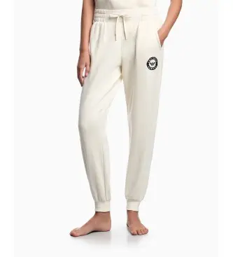 per donna EW001938_AF15363 Pantaloni da jogging in pile peloso avorio (L), Beige, Casual, Cotone