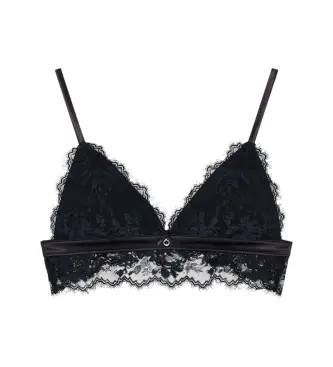per donna EW001942_AF15351 Reggiseno a triangolo imbottito in raso nero (L), Casual, Poliamide, Senza maniche / cinghie