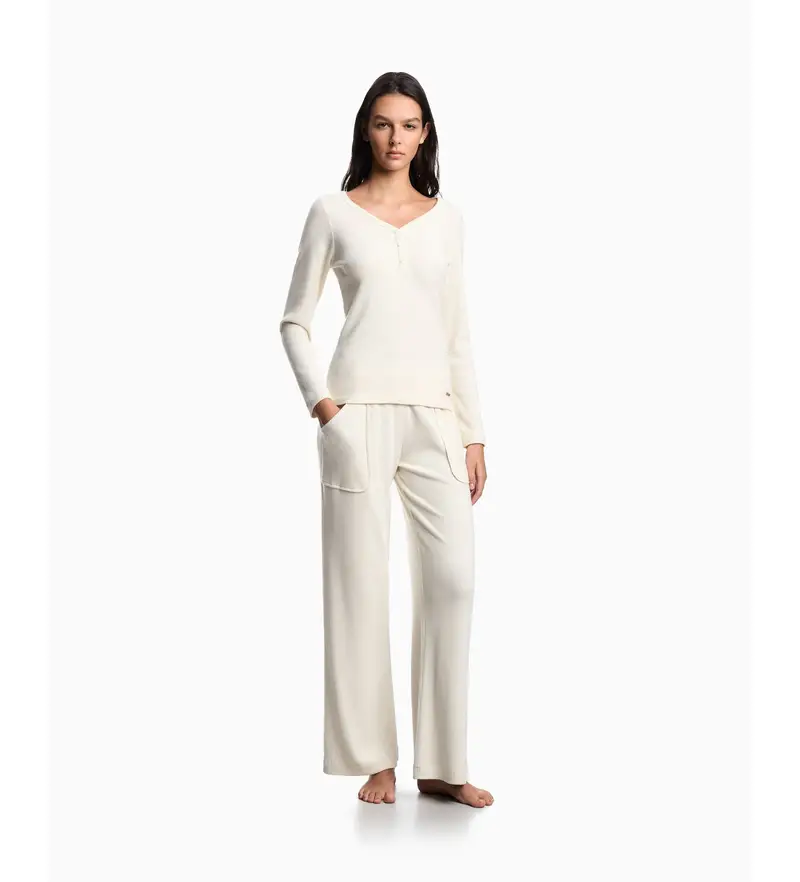 per donna EW002015_AF15354 Maglietta da notte bianco sporco (L), Homewear, Viscosa, Manica lunga