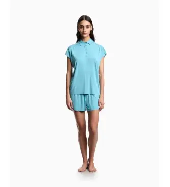 per donna EW002964_AF19024 Pigiama blu Essential Studs (XS), Homewear, Viscosa, Manica corta, Turchese
