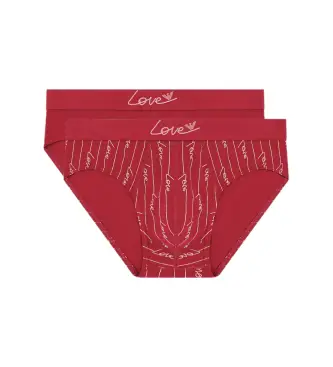 per uomo EM000251_AF19049 Set di 2 slip rossi di San Valentino (S), Rosso, Homewear, Cotone
