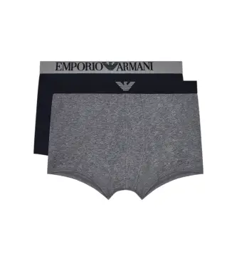per uomo EM000252_AF18881 Set di 2 boxer, grigio e blu navy (M), Homewear, Cotone