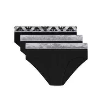 per uomo EM000258_AF18886 Set di 3 slip neri aderenti (S), Nero, Homewear, Cotone