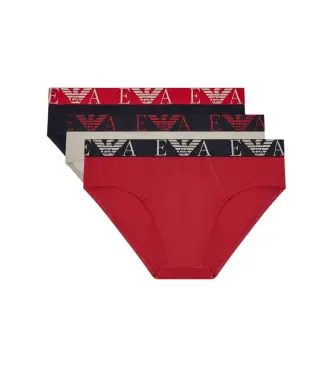 per uomo EM000258_AF20668 Set di 3 slip Perst rosso, tortora, blu navy (L), Homewear, Cotone, Taupe