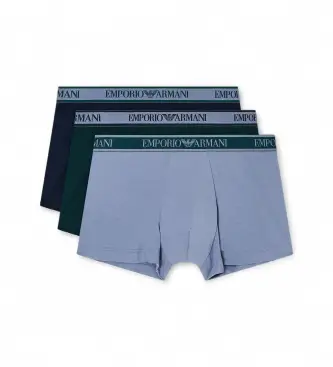 per uomo EM000259_AF10779 Set di 3 boxer blu con logo (L), Rosso, Casual, Homewear, Verde, Cotone