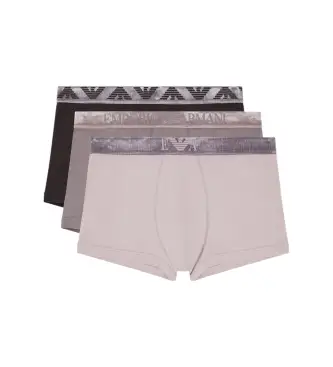 per uomo EM000259_AF18886 Set di 3 boxer Shiby beige e grigi (XL), Homewear, Grigio, Cotone