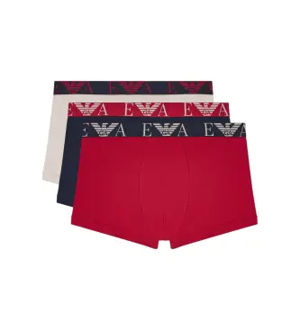 per uomo EM000259_AF20668 Set di 3 boxer discreti rosso, beige, blu (L), Homewear, Cotone