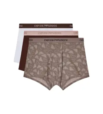 per uomo EM000260_AF20671 Set di 3 boxer color tortora, bianco (L), Homewear, Cotone, Taupe