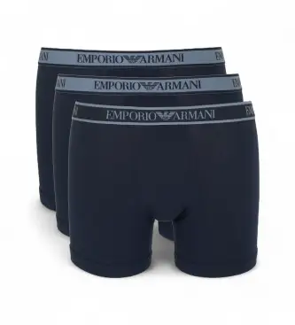 per uomo EM000261_AF10779 Set di 3 boxer blu con logo (L), Nero, Casual, Homewear, Cotone, Elastan