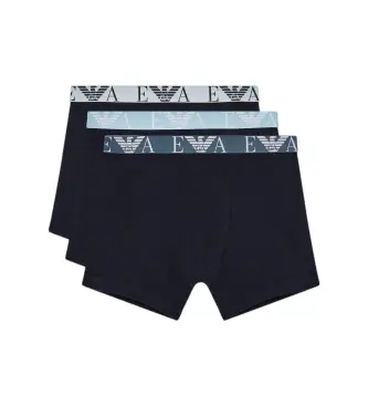 per uomo EM000261_AF20668 Set di 3 boxer blu navy con monogramma Bold (L), Homewear, Cotone