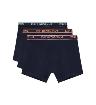 per uomo EM000261_AF20669 Set di 3 boxer Core con logo blu navy (S), Homewear, Cotone
