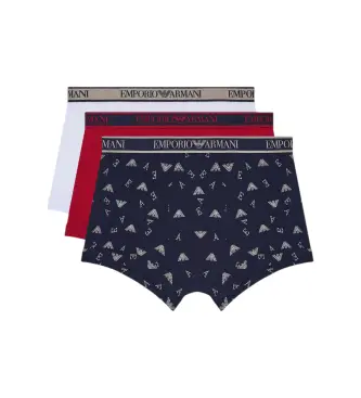 per uomo EM000370_AF20669 Set di 3 boxer Core blu navy, rosso, bianco (S), Homewear, Cotone